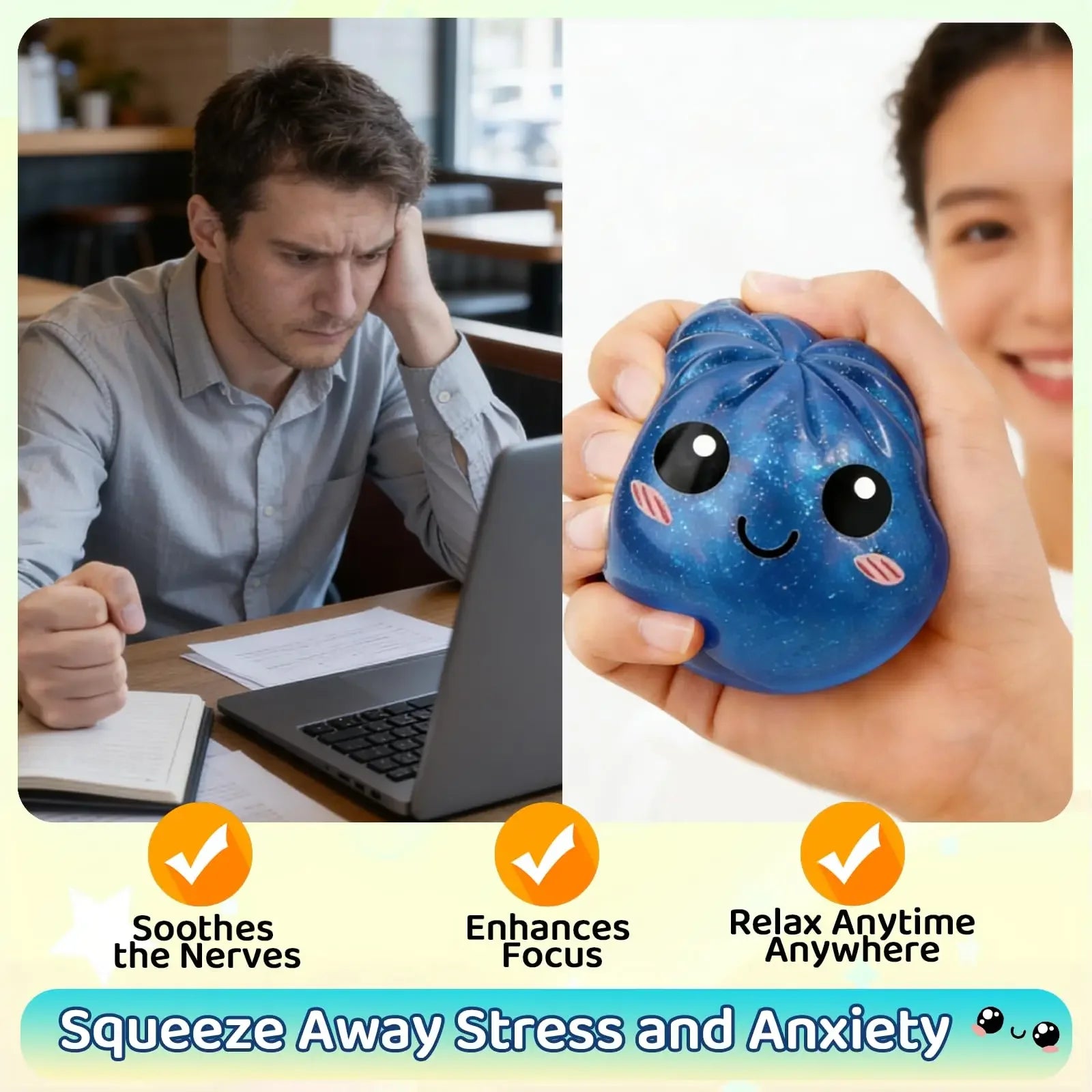 Dumpling Squishy - Glitter Stress Ball
