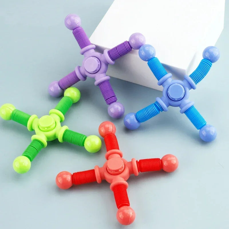 1pcs Fidget Spinner Toys Pop Tube Sensory Toys Suction Cup Games Plastic Transformable Stress Relief Adult Gifts