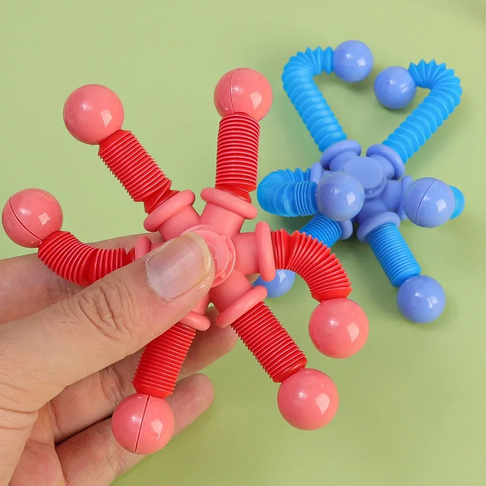 1pcs Fidget Spinner Toys Pop Tube Sensory Toys Suction Cup Games Plastic Transformable Stress Relief Adult Gifts