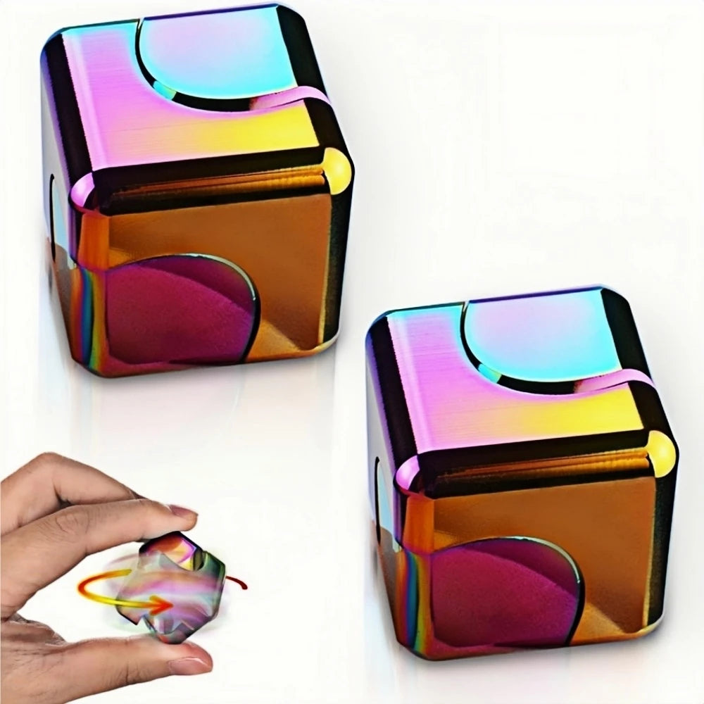 Metal Fidget Spinner Cube - Sensory Gadget for Office Stress / Relief, Anxiety ADHD Autism Tool