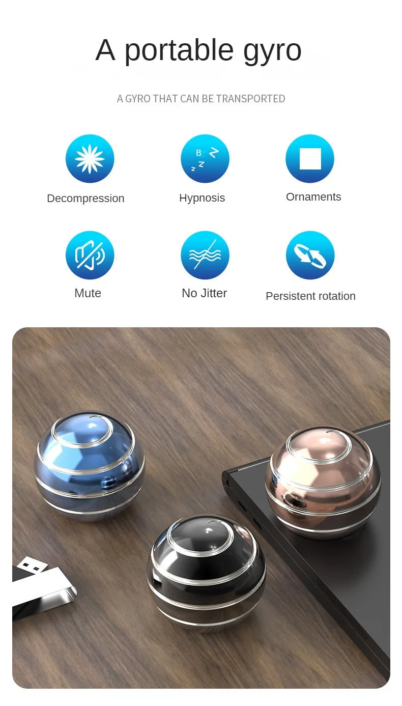 Adult Fidget for Stress Relief Metal Bauble Aluminum Alloy Hypnosis Rotary Gyro Fingertip Toy - Kinetic Round Spinner Juguetes Gift
