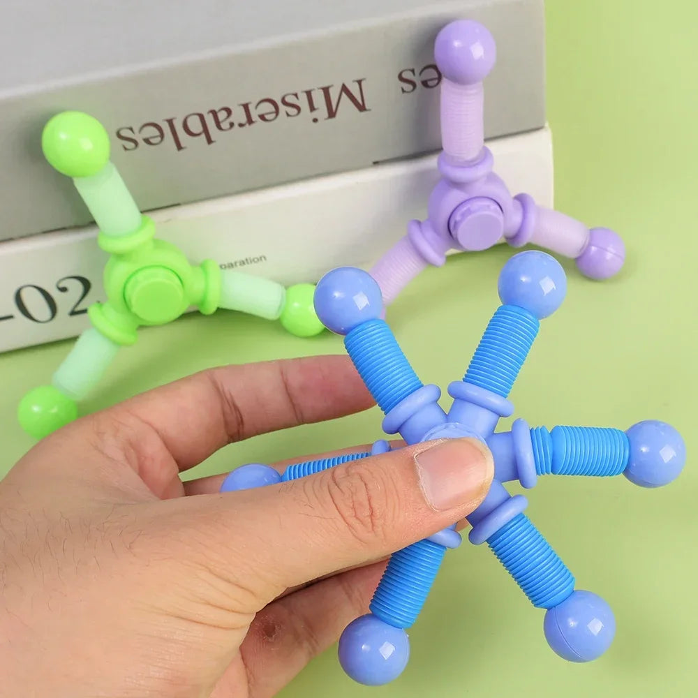 1pcs Fidget Spinner Toys Pop Tube Sensory Toys Suction Cup Games Plastic Transformable Stress Relief Adult Gifts