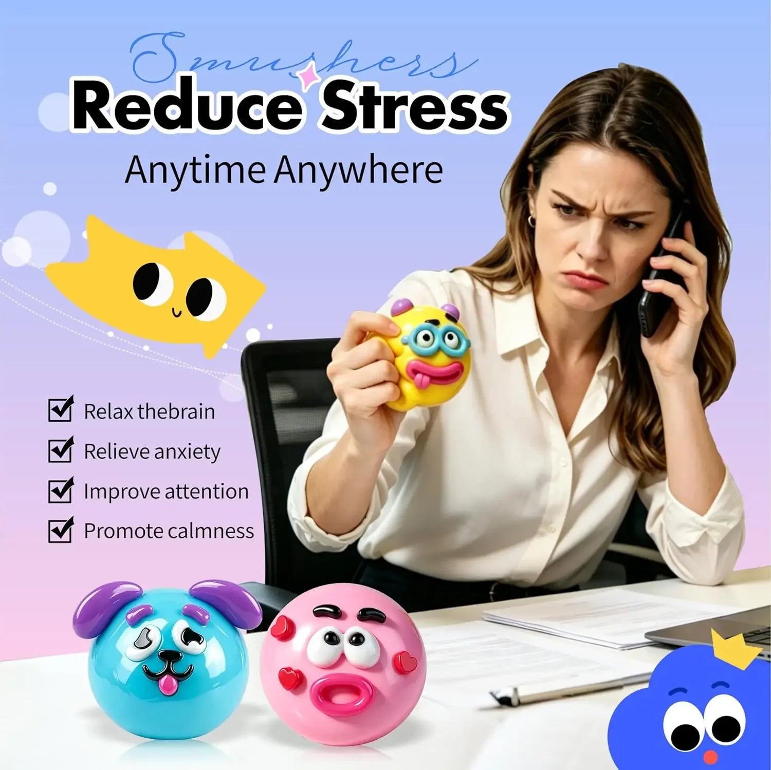 Smushers Squishy, Fidget Balls for Adults Anxiety Relief