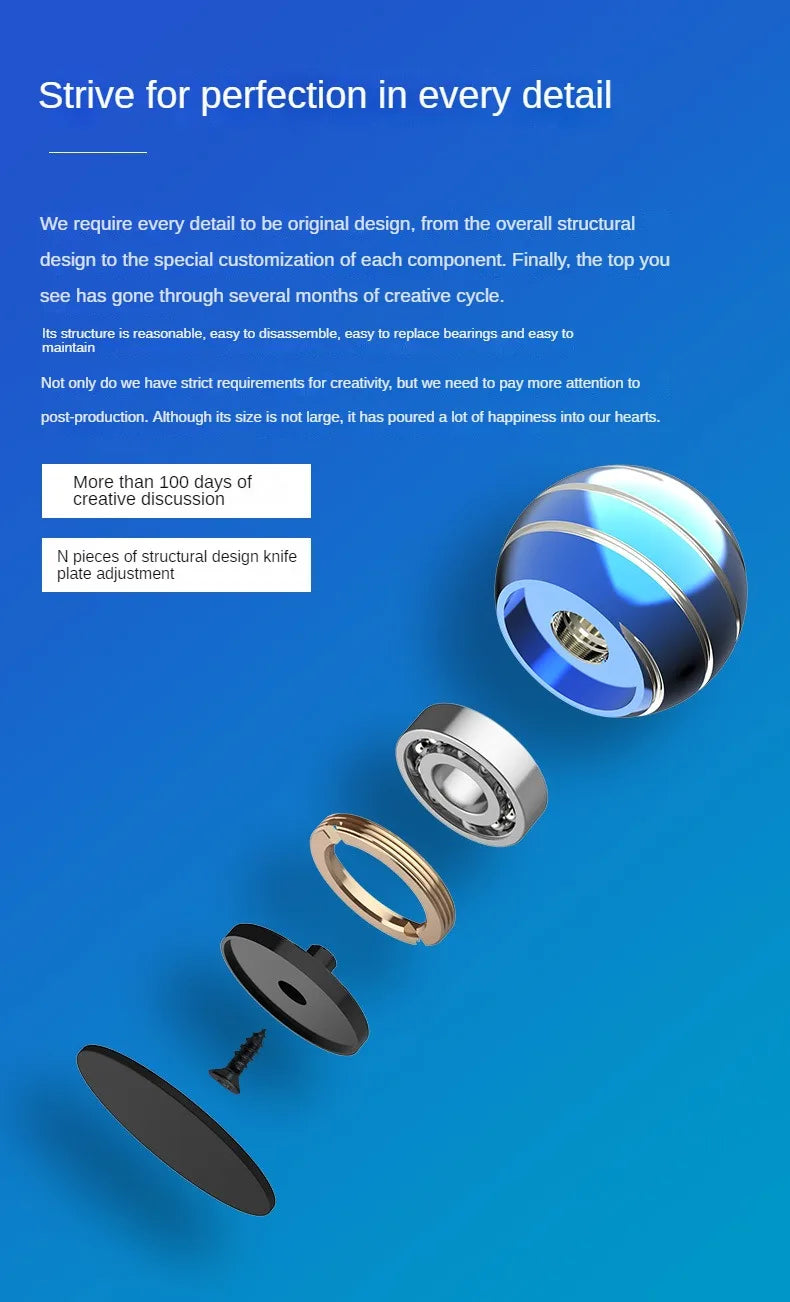 Adult Fidget for Stress Relief Metal Bauble Aluminum Alloy Hypnosis Rotary Gyro Fingertip Toy - Kinetic Round Spinner Juguetes Gift