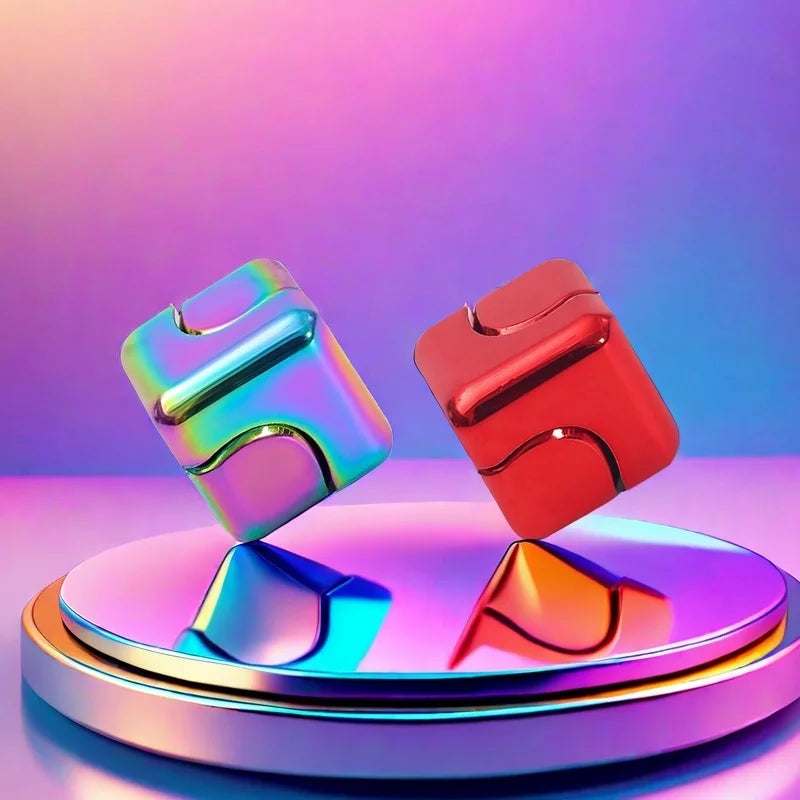 Metal Fidget Spinner Cube - Sensory Gadget for Office Stress / Relief, Anxiety ADHD Autism Tool