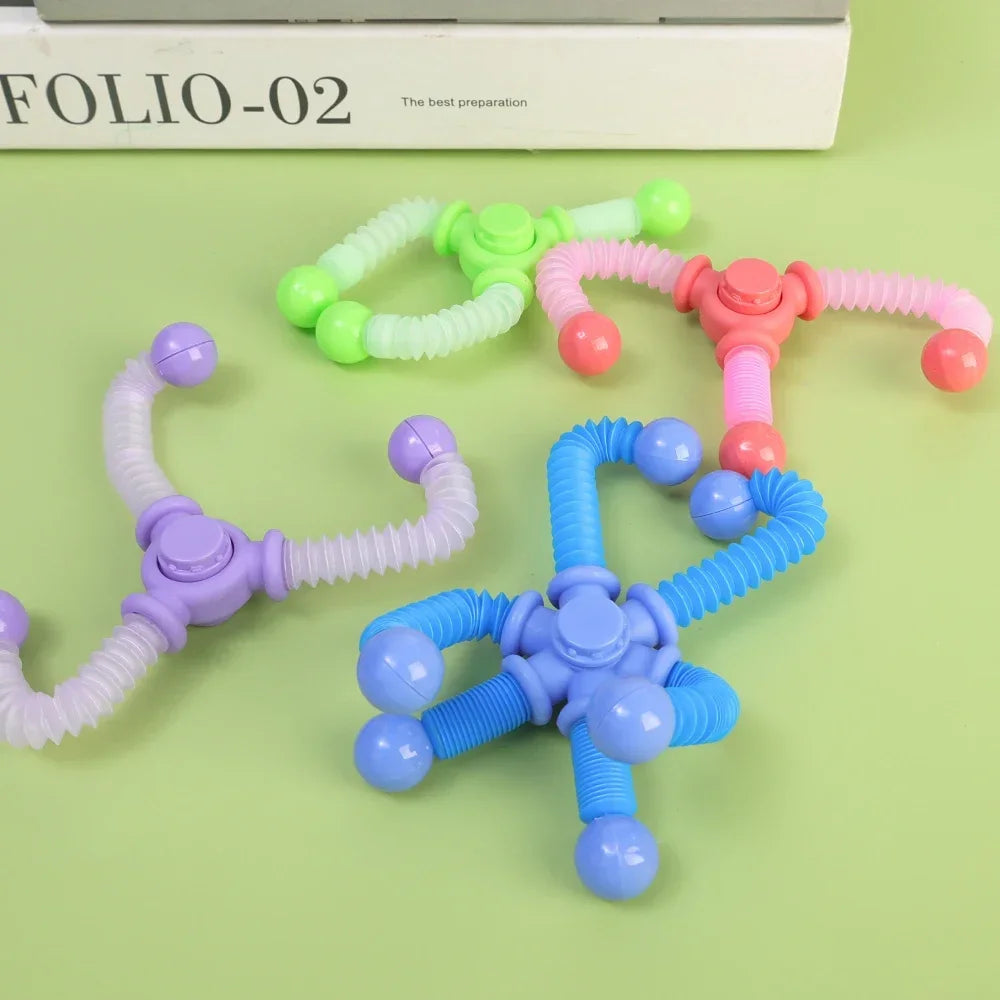 1pcs Fidget Spinner Toys Pop Tube Sensory Toys Suction Cup Games Plastic Transformable Stress Relief Adult Gifts