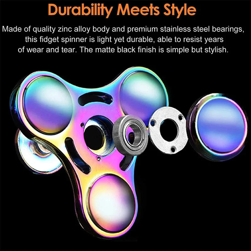 New Metal Fidget Spinner - Colorful AntiStress Alloy Finger Gyro. Relieves Stress Finger Spinner