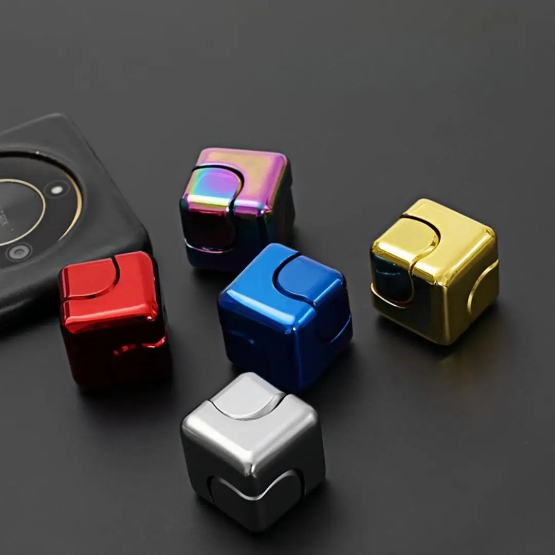 Metal Fidget Spinner Cube - Sensory Gadget for Office Stress / Relief, Anxiety ADHD Autism Tool