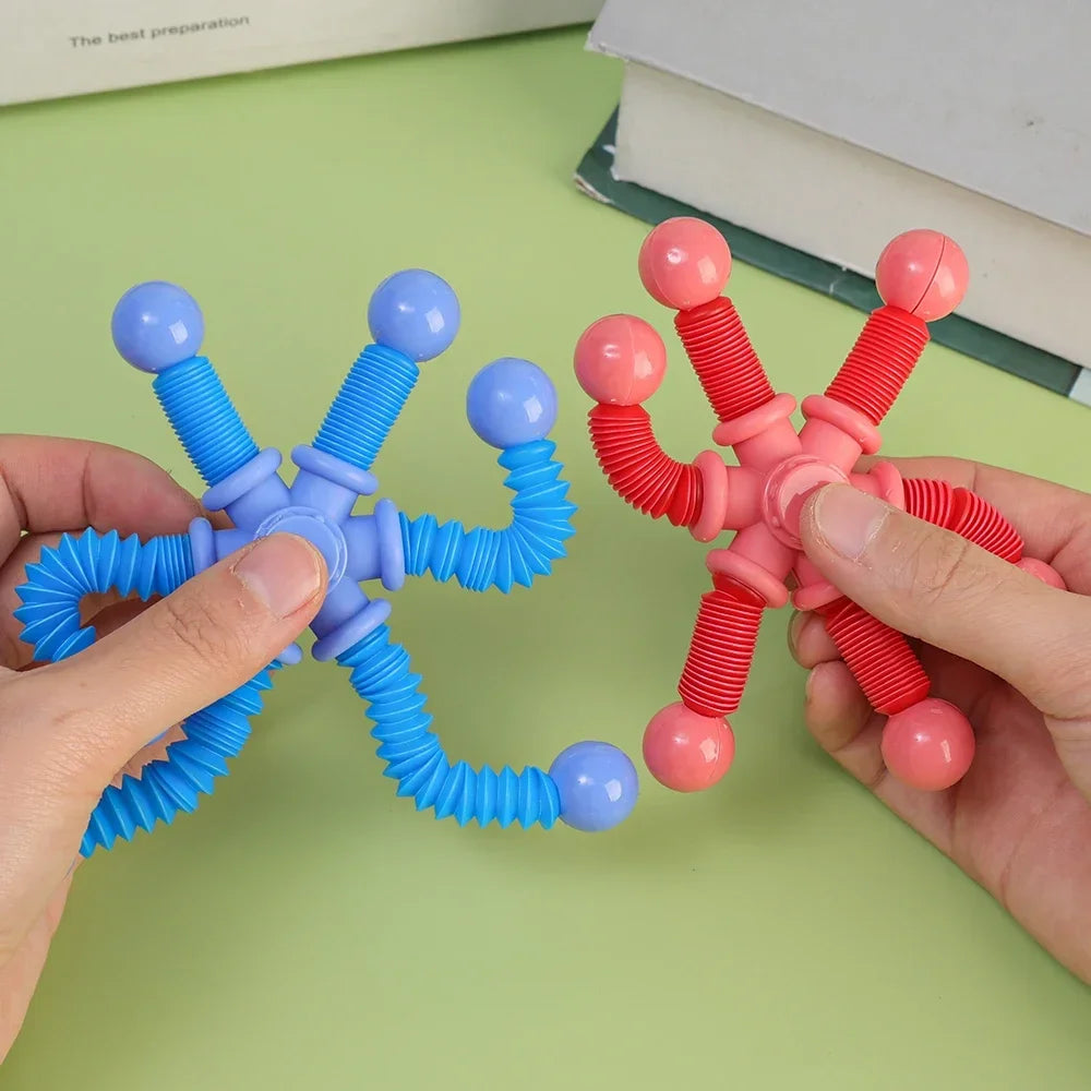 1pcs Fidget Spinner Toys Pop Tube Sensory Toys Suction Cup Games Plastic Transformable Stress Relief Adult Gifts