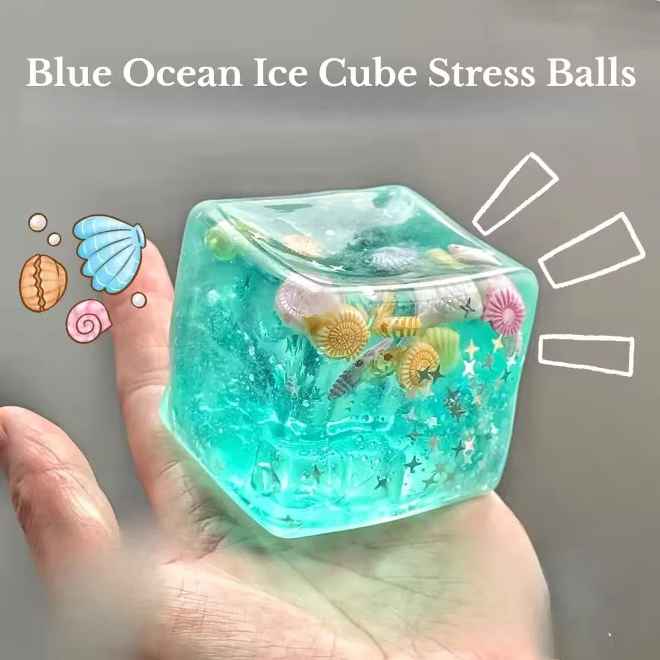 Squishy Ocean Block Water Ball – Soft Stretchy Sensory Fidget Toy for Kids & Adults – Squeezable Desk Fidget & Gift