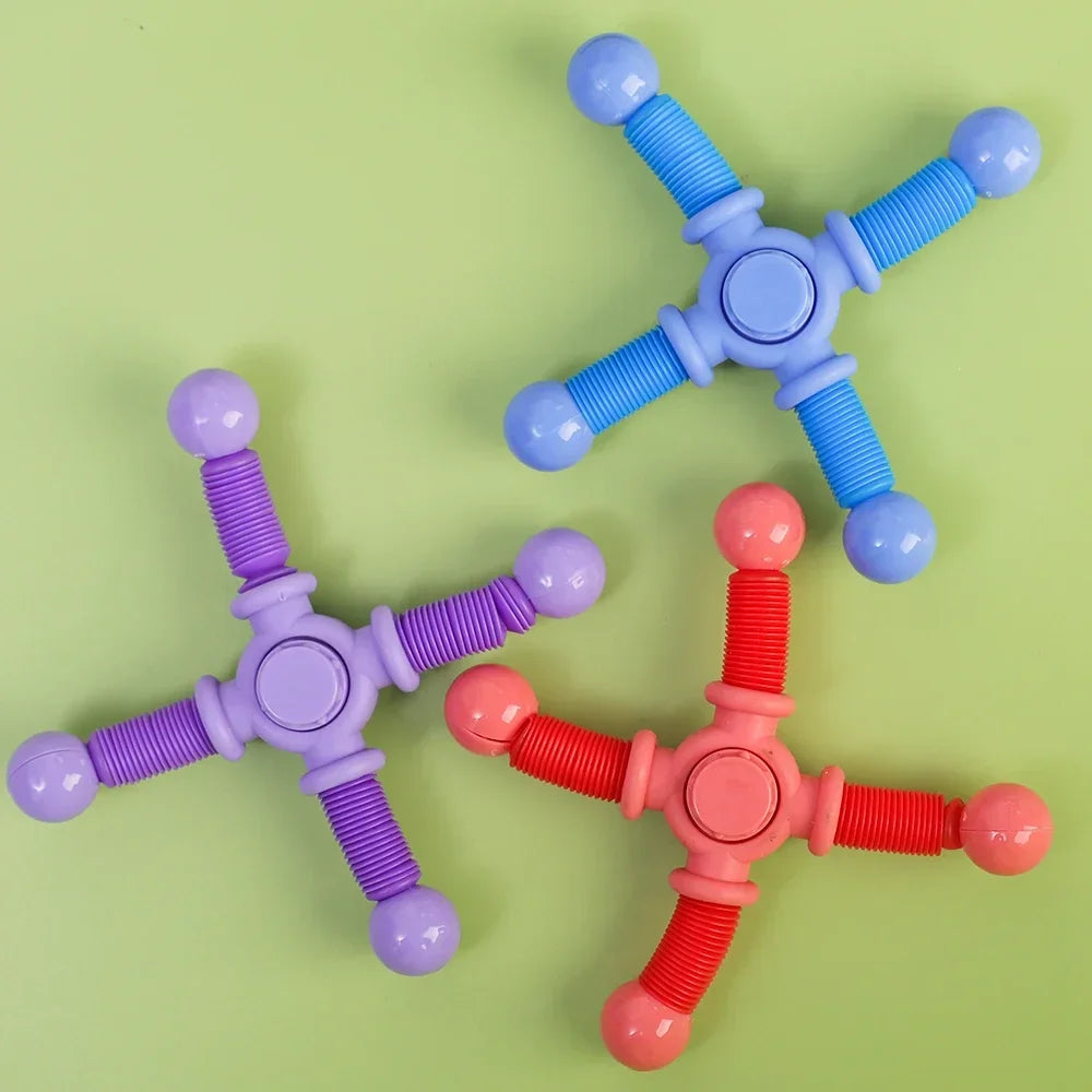 1pcs Fidget Spinner Toys Pop Tube Sensory Toys Suction Cup Games Plastic Transformable Stress Relief Adult Gifts